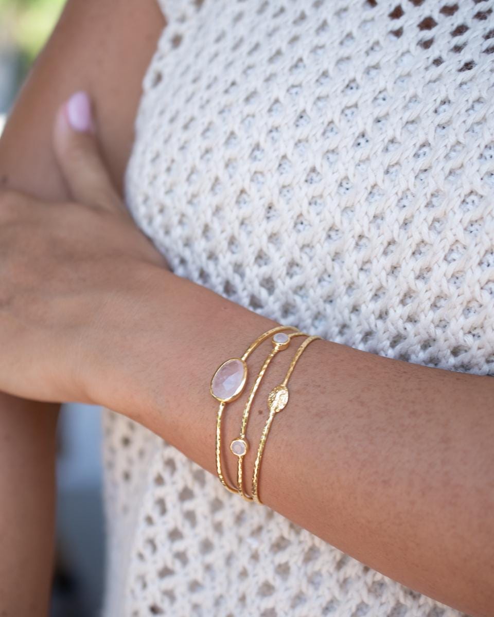 Rose quartz Adjustable Bracelet ~ Gold Plated 18k ~ Handmade ~ Hippie ~Bohemian ~Jewelry ~Gemstone ~Body MB057
