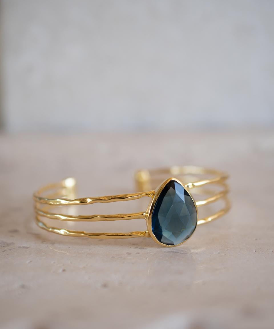 Iolite hydro Adjustable Bracelet ~ Gold Plated 18k or Silver Rodhium Plated ~ Handmade ~ Hippie ~Bohemian~Jewelry~ Stone ~Body MB057