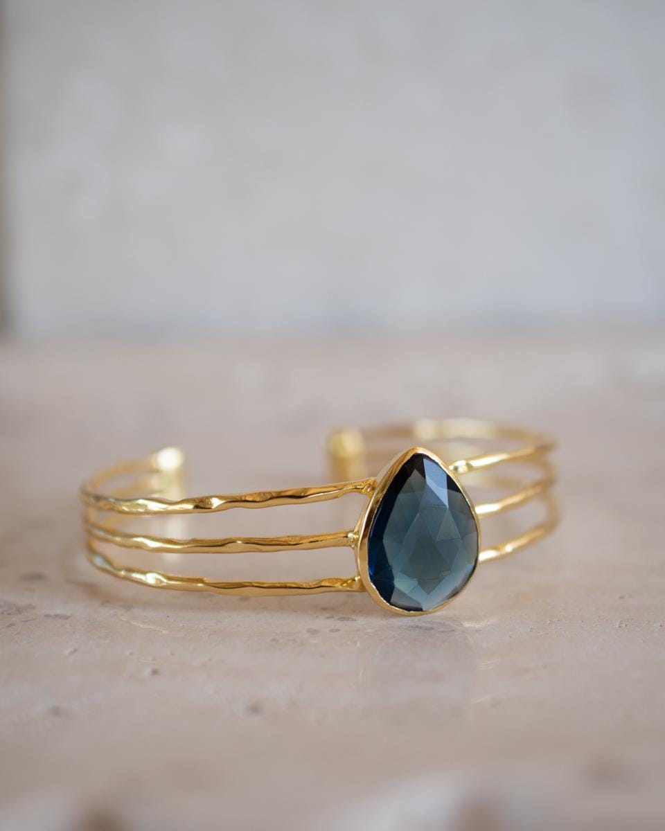 Iolite hydro Adjustable Bracelet ~ Gold Plated 18k or Silver Rodhium Plated ~ Handmade ~ Hippie ~Bohemian~Jewelry~ Stone ~Body MB057