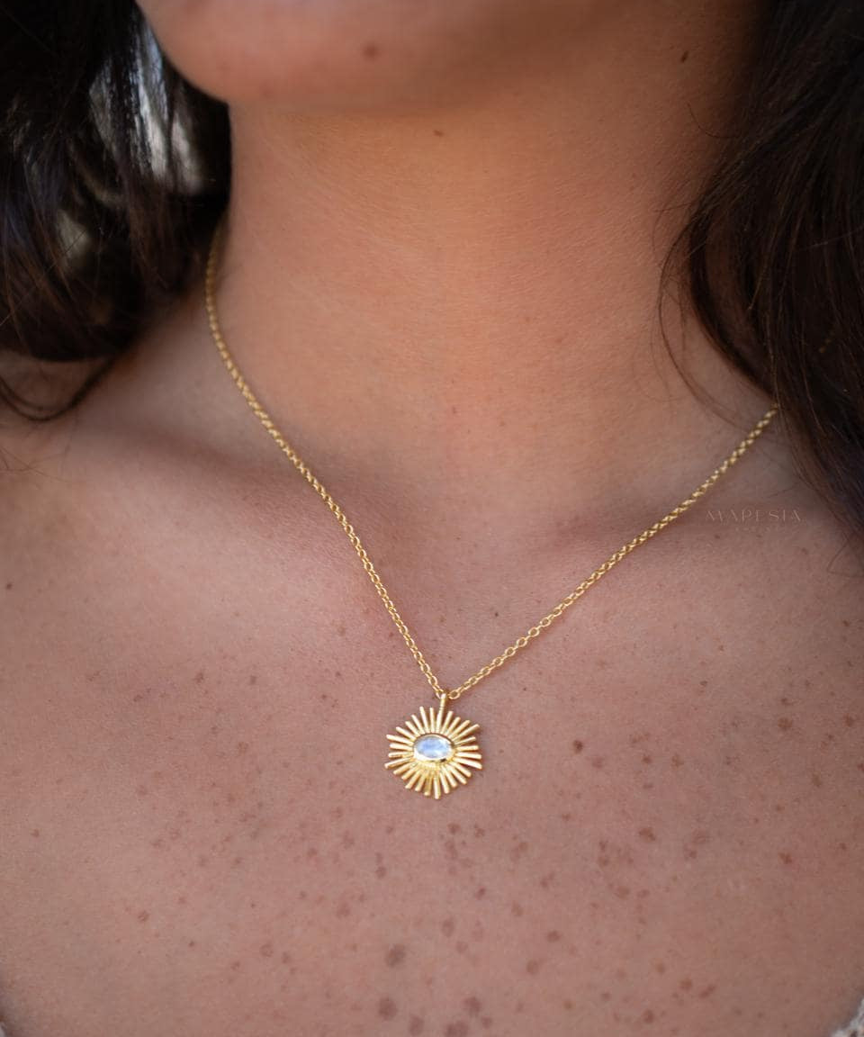 Moonstone, Copper Turquoise or Labradorite Necklace ~ Charm ~ Gold plated 18k ~ Bohemian ~ MN199