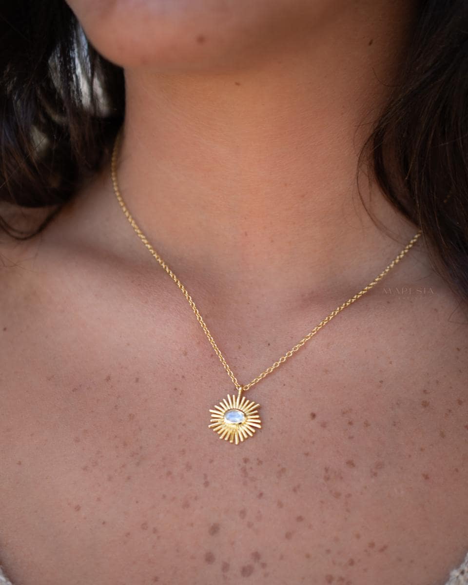 Moonstone, Copper Turquoise or Labradorite Necklace ~ Charm ~ Gold plated 18k ~ Bohemian ~ MN199