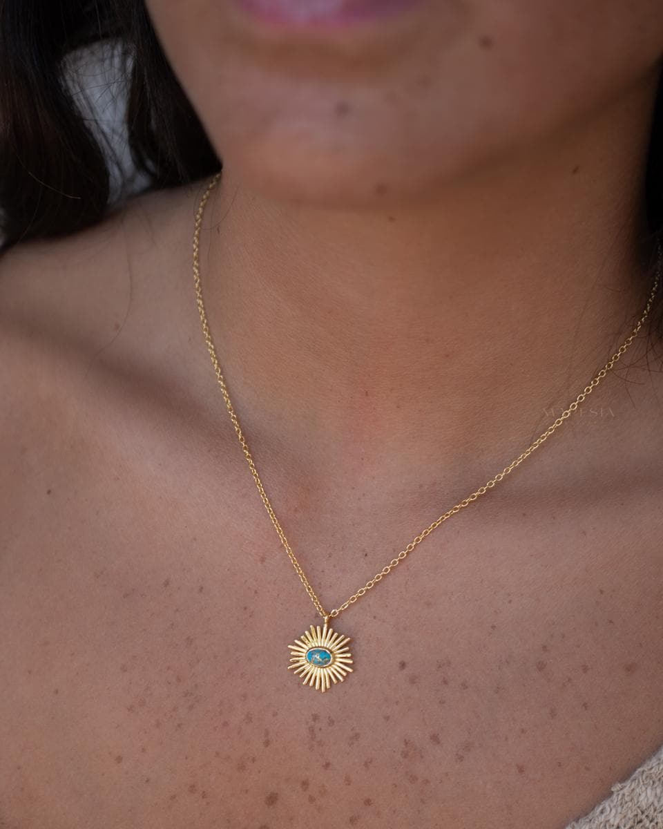 Moonstone, Copper Turquoise or Labradorite Necklace ~ Charm ~ Gold plated 18k ~ Bohemian ~ MN199