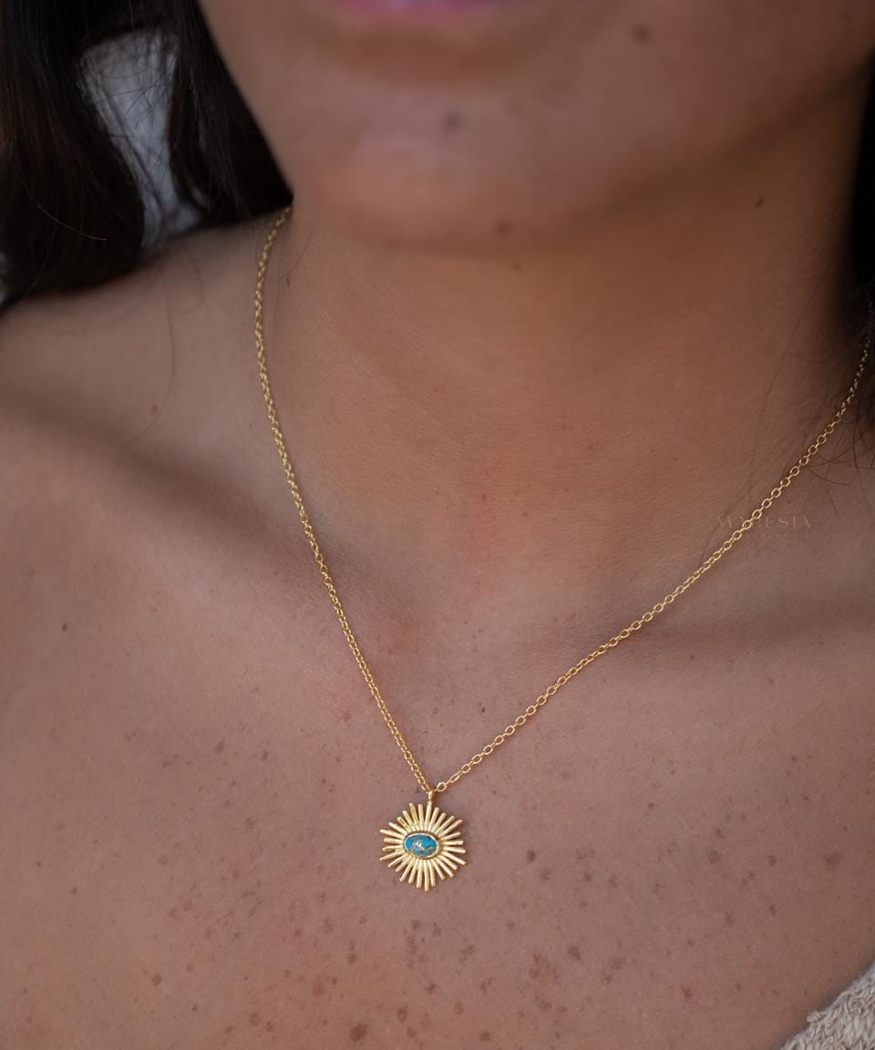 Moonstone, Copper Turquoise or Labradorite Necklace ~ Charm ~ Gold plated 18k ~ Bohemian ~ MN199