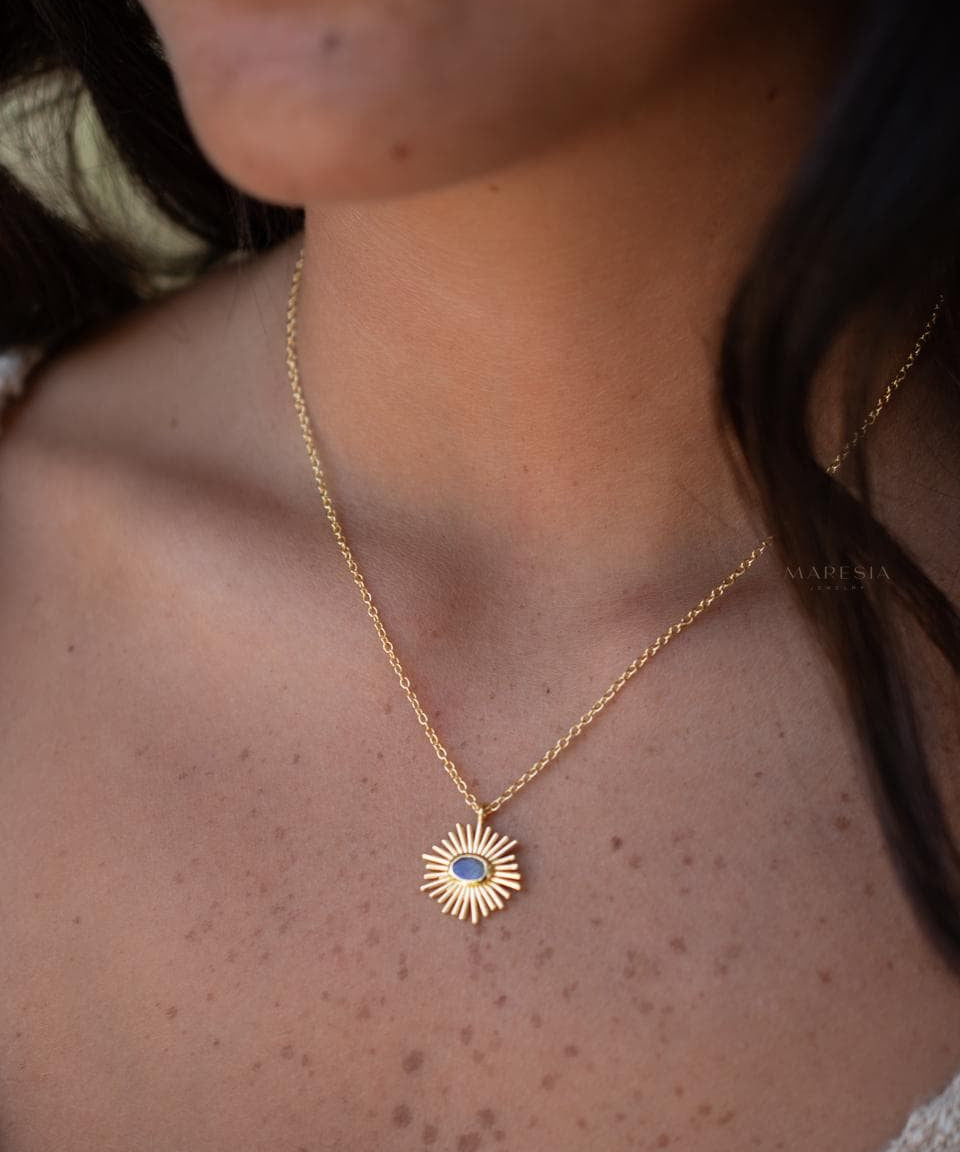 Moonstone, Copper Turquoise or Labradorite Necklace ~ Charm ~ Gold plated 18k ~ Bohemian ~ MN199