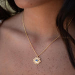 Moonstone, Copper Turquoise or Labradorite Necklace ~ Charm ~ Gold plated 18k ~ Bohemian ~ MN199