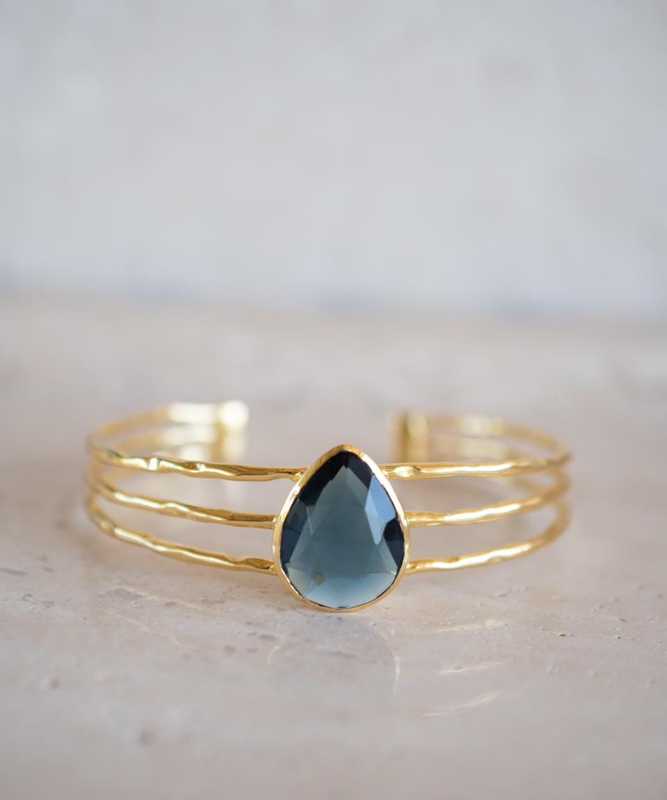 Iolite hydro Adjustable Bracelet ~ Gold Plated 18k or Silver Rodhium Plated ~ Handmade ~ Hippie ~Bohemian~Jewelry~ Stone ~Body MB057