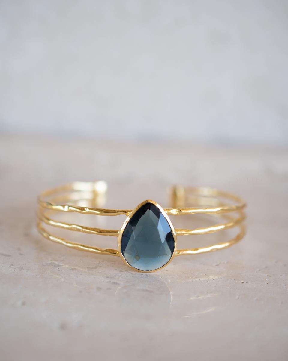Iolite hydro Adjustable Bracelet ~ Gold Plated 18k or Silver Rodhium Plated ~ Handmade ~ Hippie ~Bohemian~Jewelry~ Stone ~Body MB057