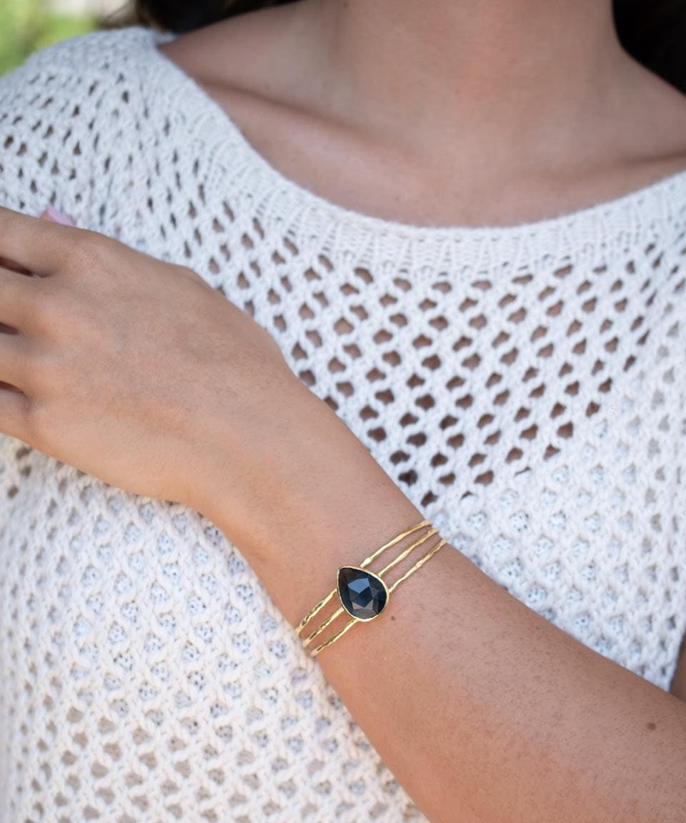 Iolite hydro Adjustable Bracelet ~ Gold Plated 18k or Silver Rodhium Plated ~ Handmade ~ Hippie ~Bohemian~Jewelry~ Stone ~Body MB057