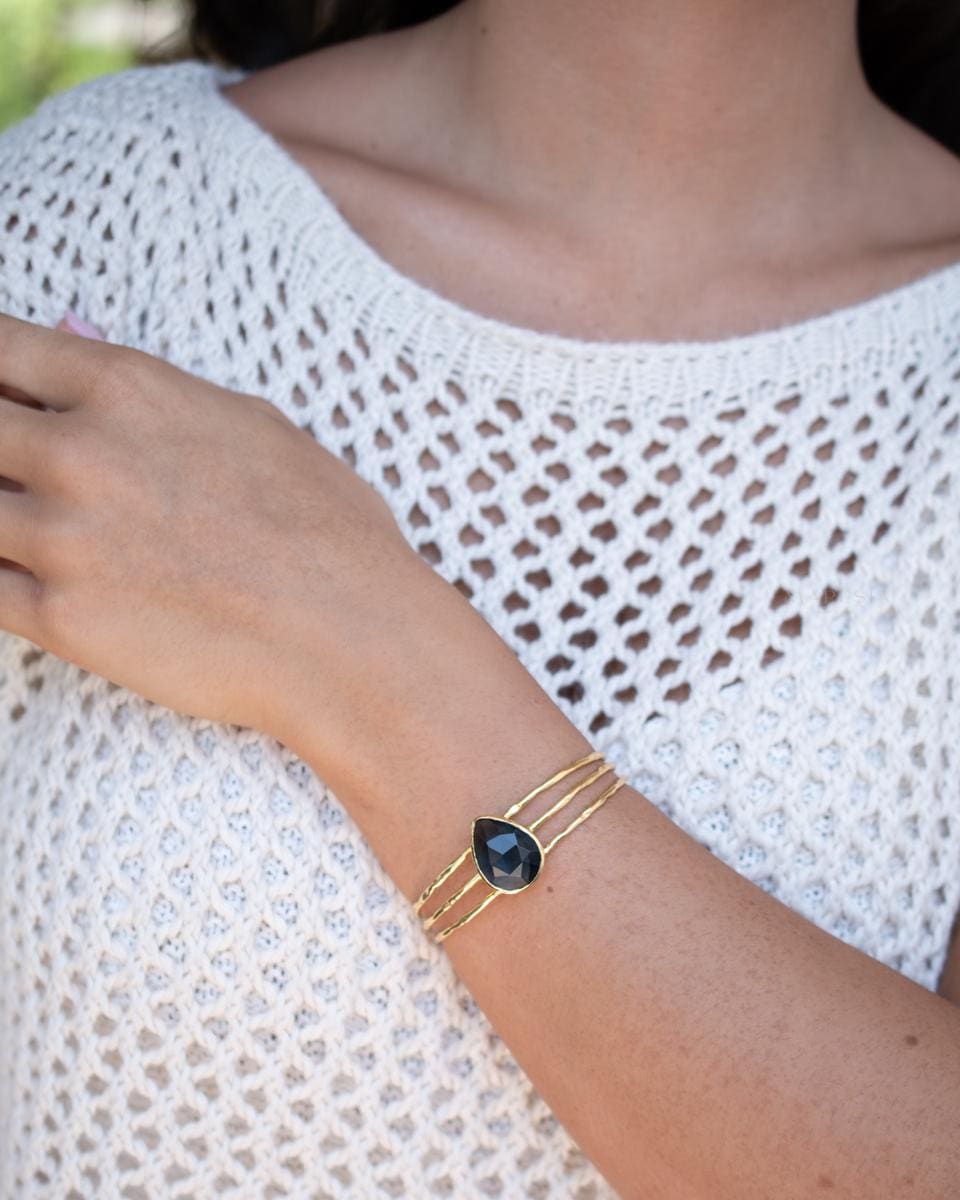 Iolite hydro Adjustable Bracelet ~ Gold Plated 18k or Silver Rodhium Plated ~ Handmade ~ Hippie ~Bohemian~Jewelry~ Stone ~Body MB057