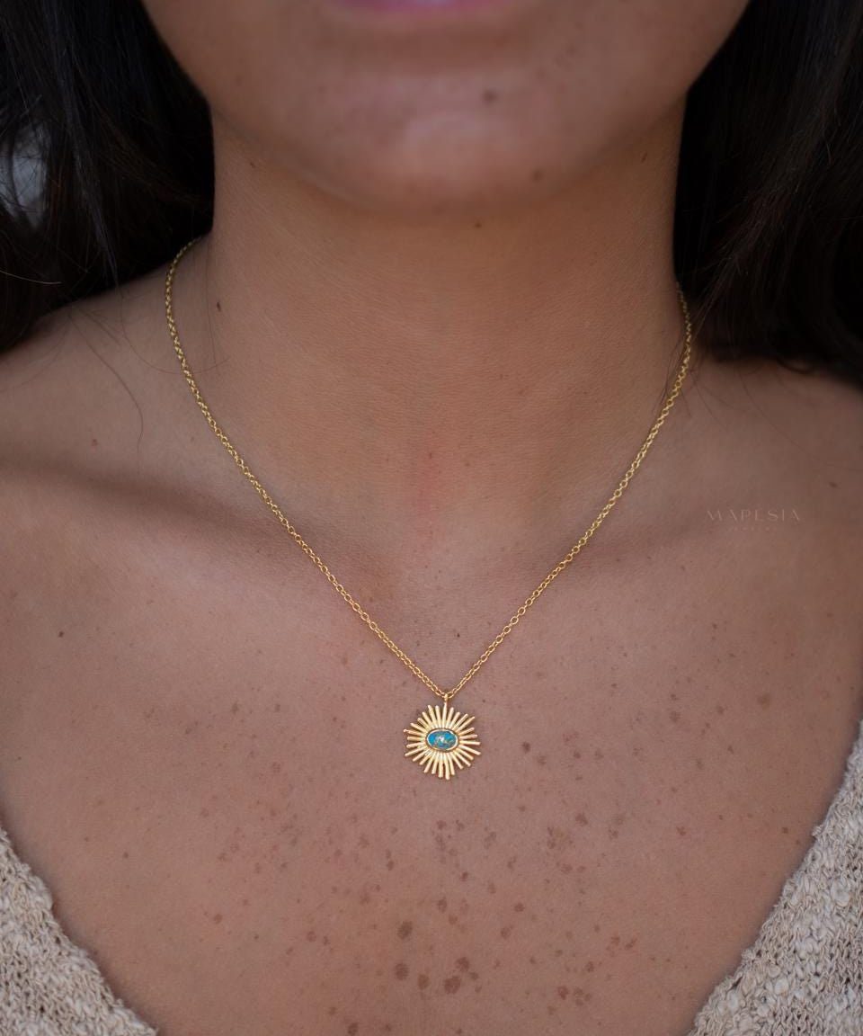 Moonstone, Copper Turquoise or Labradorite Necklace ~ Charm ~ Gold plated 18k ~ Bohemian ~ MN199