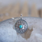Turquoise Pendant ~Mandala ~ Sterling Silver or Gold Plated over Sterling Silver ~ Delicate ~ Bohemian ~ Charm ~ MN144A