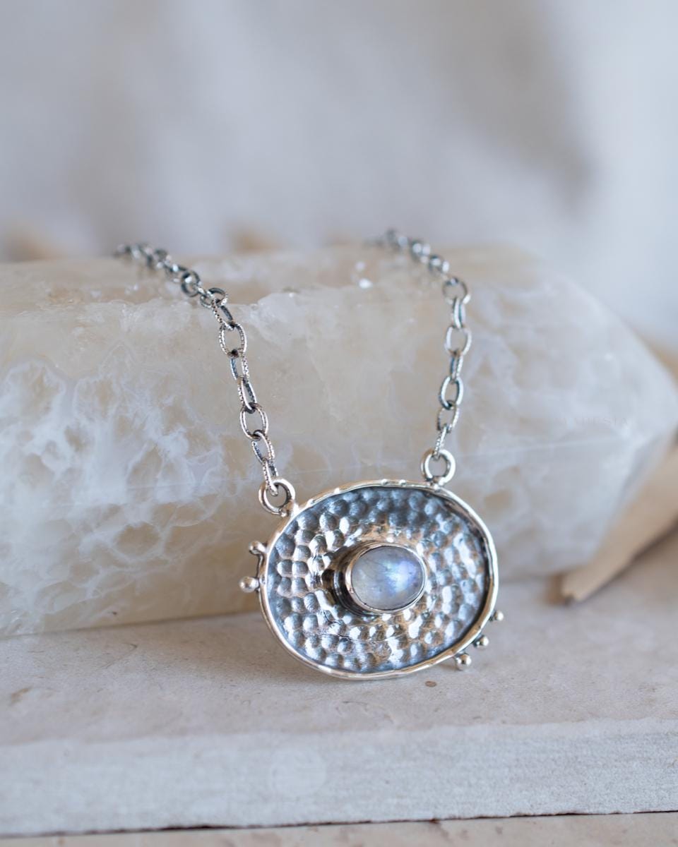Moonstone Necklace ~ Sterling Silver 925 ~Jewelry ~ Statement ~ Handmade~ Chain~ ~Layered ~ MN160