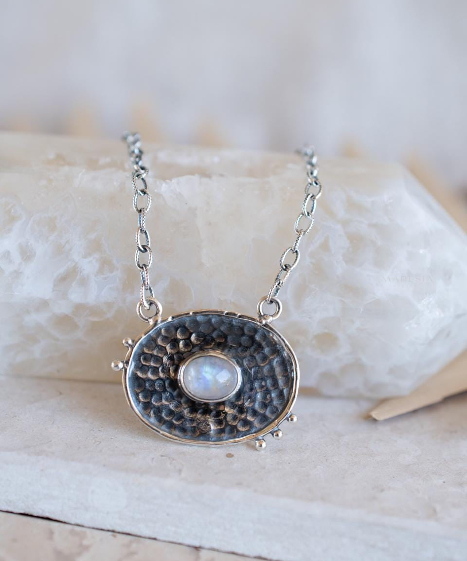 Moonstone Necklace ~ Sterling Silver 925 ~Jewelry ~ Statement ~ Handmade~ Chain~ ~Layered ~ MN160