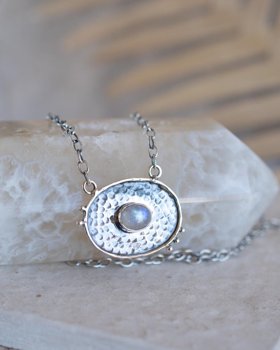 Moonstone Necklace ~ Sterling Silver 925 ~Jewelry ~ Statement ~ Handmade~ Chain~ ~Layered ~ MN160