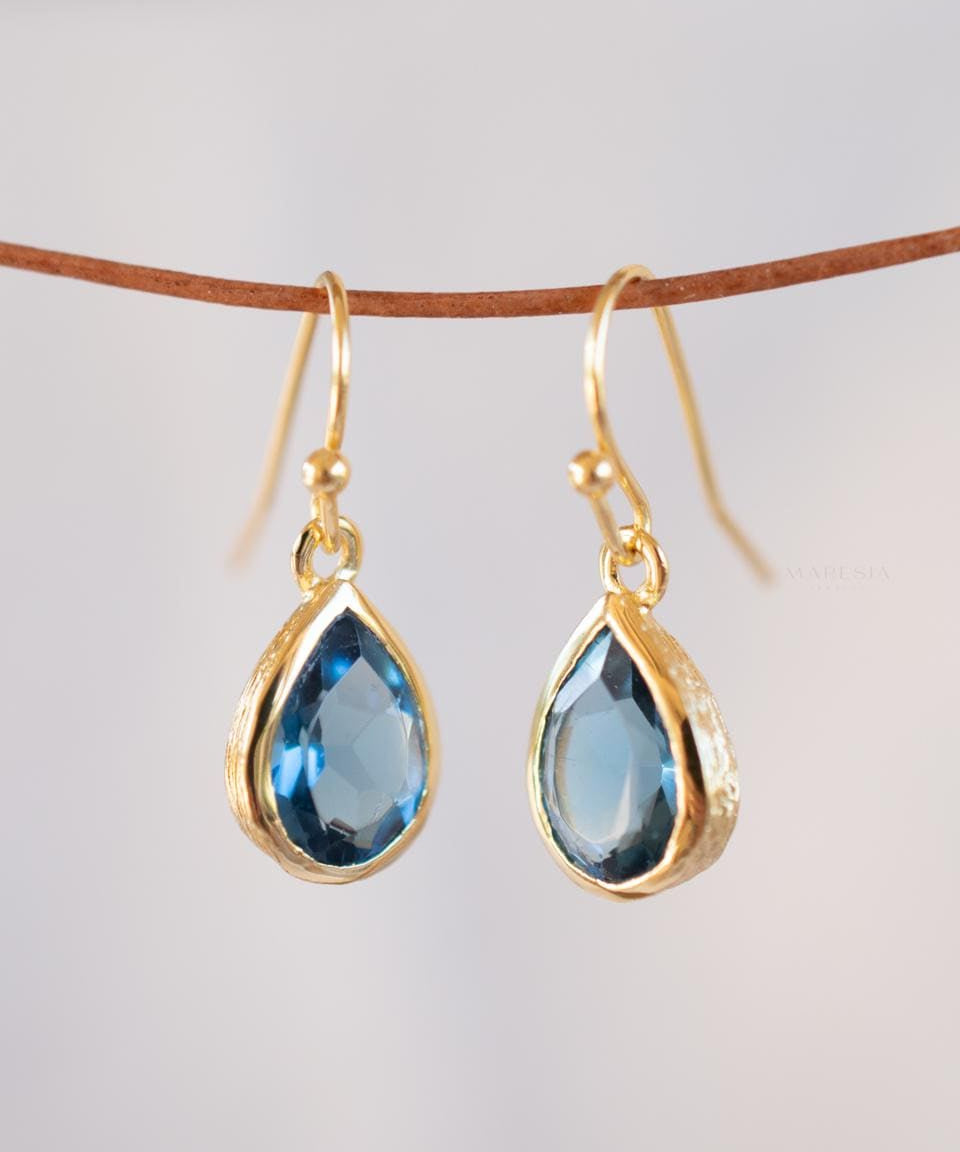 Iolite hydro Tear Drop Earrings ~ Jewelry ~ 18k Gold Plated or Silver Plated~ Natural ~ Minimalist Everyday ~ Gift for Her ~ Boho ME198A