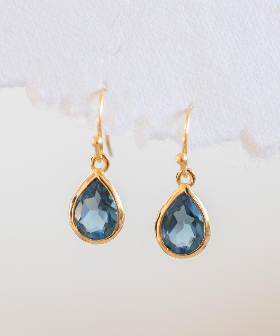 Iolite hydro Tear Drop Earrings ~ Jewelry ~ 18k Gold Plated or Silver Plated~ Natural ~ Minimalist Everyday ~ Gift for Her ~ Boho ME198A