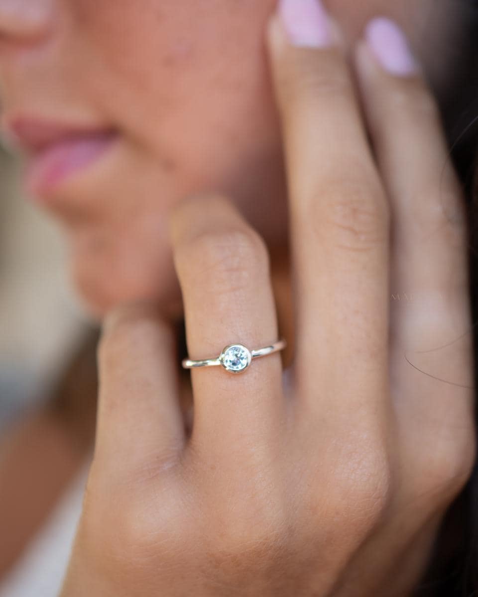 Dainty Blue Topaz Ring~ Sterling Silver 925 ~ Handmade ~ Gemstone ~ Minimalist ~ Hippie ~Bohemian~June Birthstone~MR375