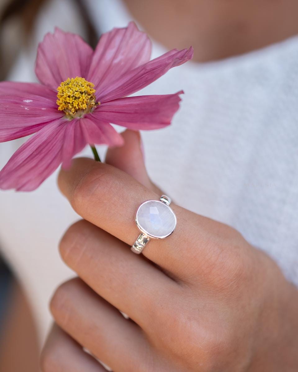 Moonstone Ring~ Sterling Silver 925 ~ Handmade ~ Gemstone ~ Hippie ~Bohemian~June Birthstone~MR376