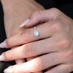 Moonstone & Cubic Zirconia Ring~ Sterling Silver 925 ~ Handmade ~ Gemstone ~ Hippie ~Bohemian~June Birthstone~MR209