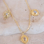 Moonstone Necklace ~ Charm ~ Gold plated 18k ~ Bohemian ~ Maximalist ~ MN202
