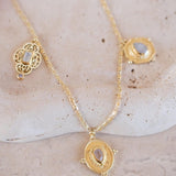 Moonstone Necklace ~ Charm ~ Gold plated 18k ~ Bohemian ~ Maximalist ~ MN202