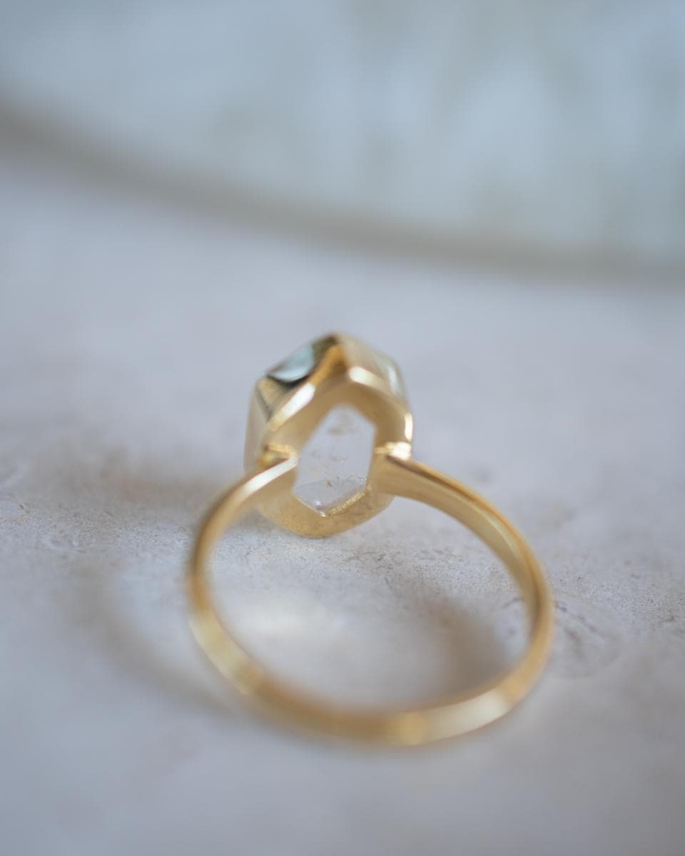 Golden rutilated quartz ~ Gold Ring ~ Delicate ~ 18k Gold Plated ~ Handmade ~ Gemstone ~ Statement ~ Everyday ~ Hippie ~Bohemian~ MR362