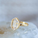 Golden rutilated quartz ~ Gold Ring ~ Delicate ~ 18k Gold Plated ~ Handmade ~ Gemstone ~ Statement ~ Everyday ~ Hippie ~Bohemian~ MR362