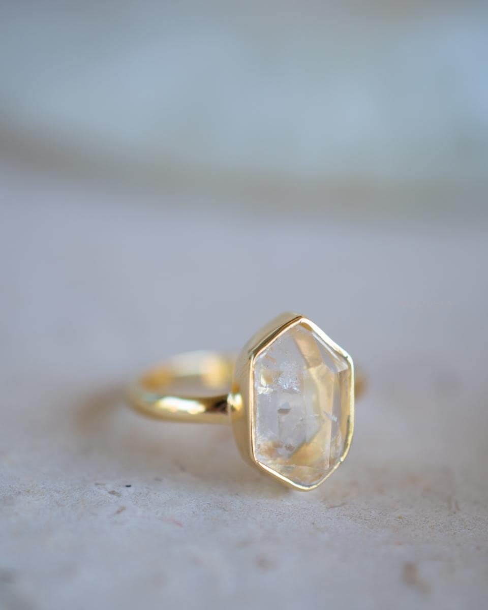 Golden rutilated quartz ~ Gold Ring ~ Delicate ~ 18k Gold Plated ~ Handmade ~ Gemstone ~ Statement ~ Everyday ~ Hippie ~Bohemian~ MR362