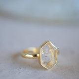 Golden rutilated quartz ~ Gold Ring ~ Delicate ~ 18k Gold Plated ~ Handmade ~ Gemstone ~ Statement ~ Everyday ~ Hippie ~Bohemian~ MR362