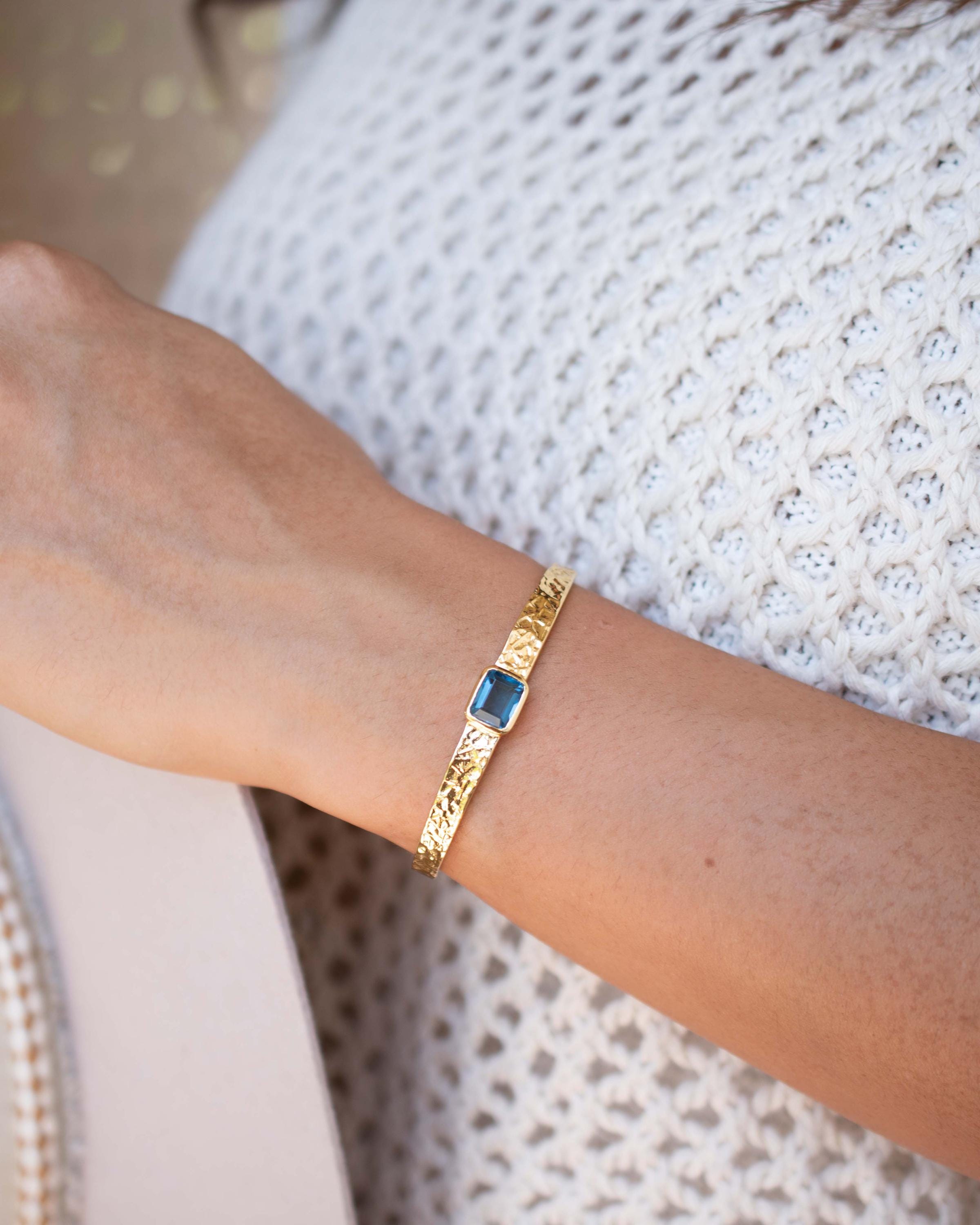 Iolite Hydro Adjustable Bracelet ~ Gold Plated 18k ~ Handmade ~ Hippie ~Bohemian ~Jewelry ~Gemstone ~Body MB081