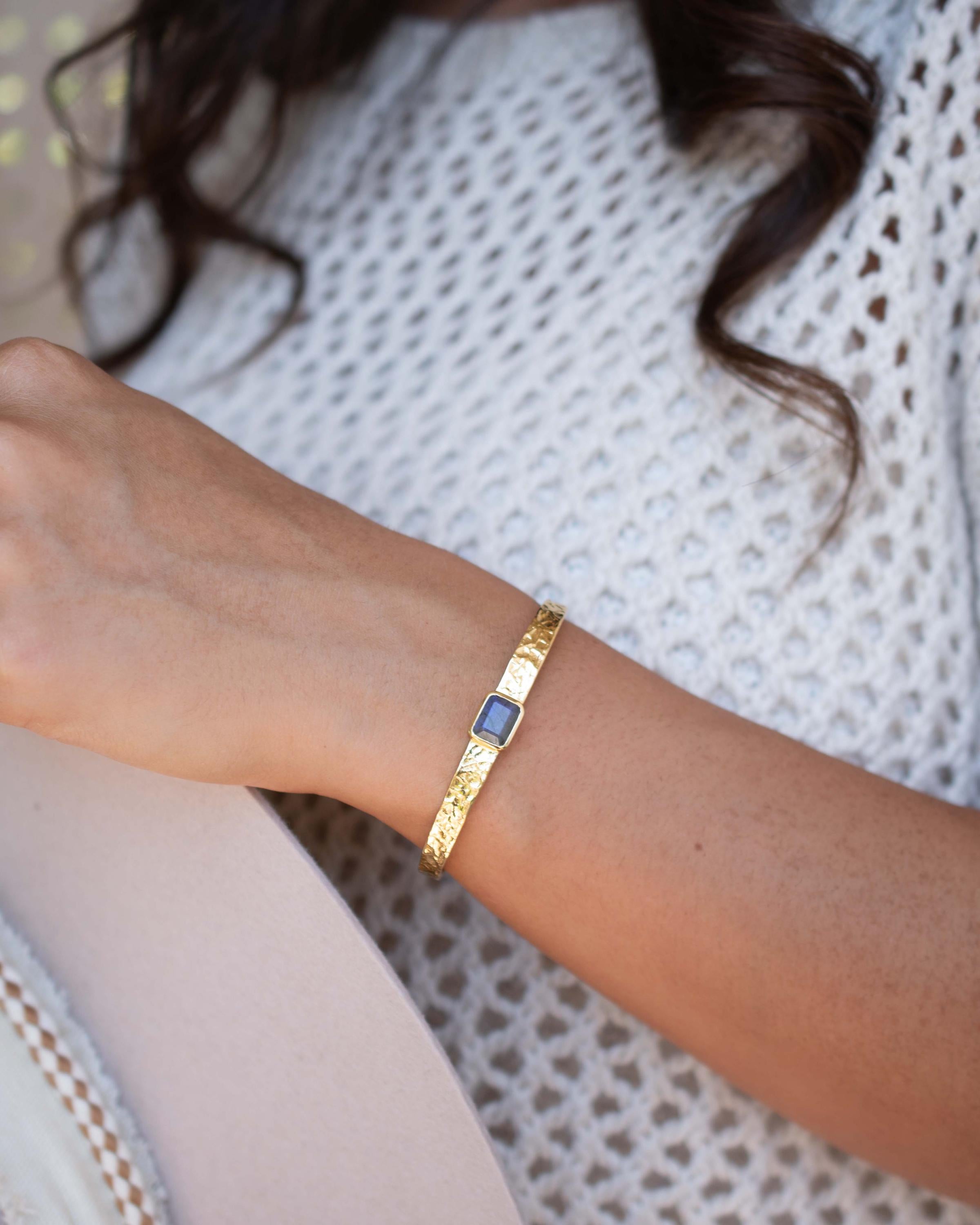 Labradorite Adjustable Bracelet ~ Gold Plated 18k ~ Handmade ~ Hippie ~Bohemian ~Jewelry ~Gemstone ~Body MB085