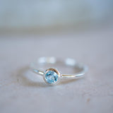 Dainty Blue Topaz Ring~ Sterling Silver 925 ~ Handmade ~ Gemstone ~ Minimalist ~ Hippie ~Bohemian~June Birthstone~MR375