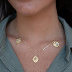 Moonstone Necklace ~ Charm ~ Gold plated 18k ~ Bohemian ~ Maximalist ~ MN202