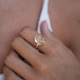 Golden rutilated quartz ~ Gold Ring ~ Delicate ~ 18k Gold Plated ~ Handmade ~ Gemstone ~ Statement ~ Everyday ~ Hippie ~Bohemian~ MR362
