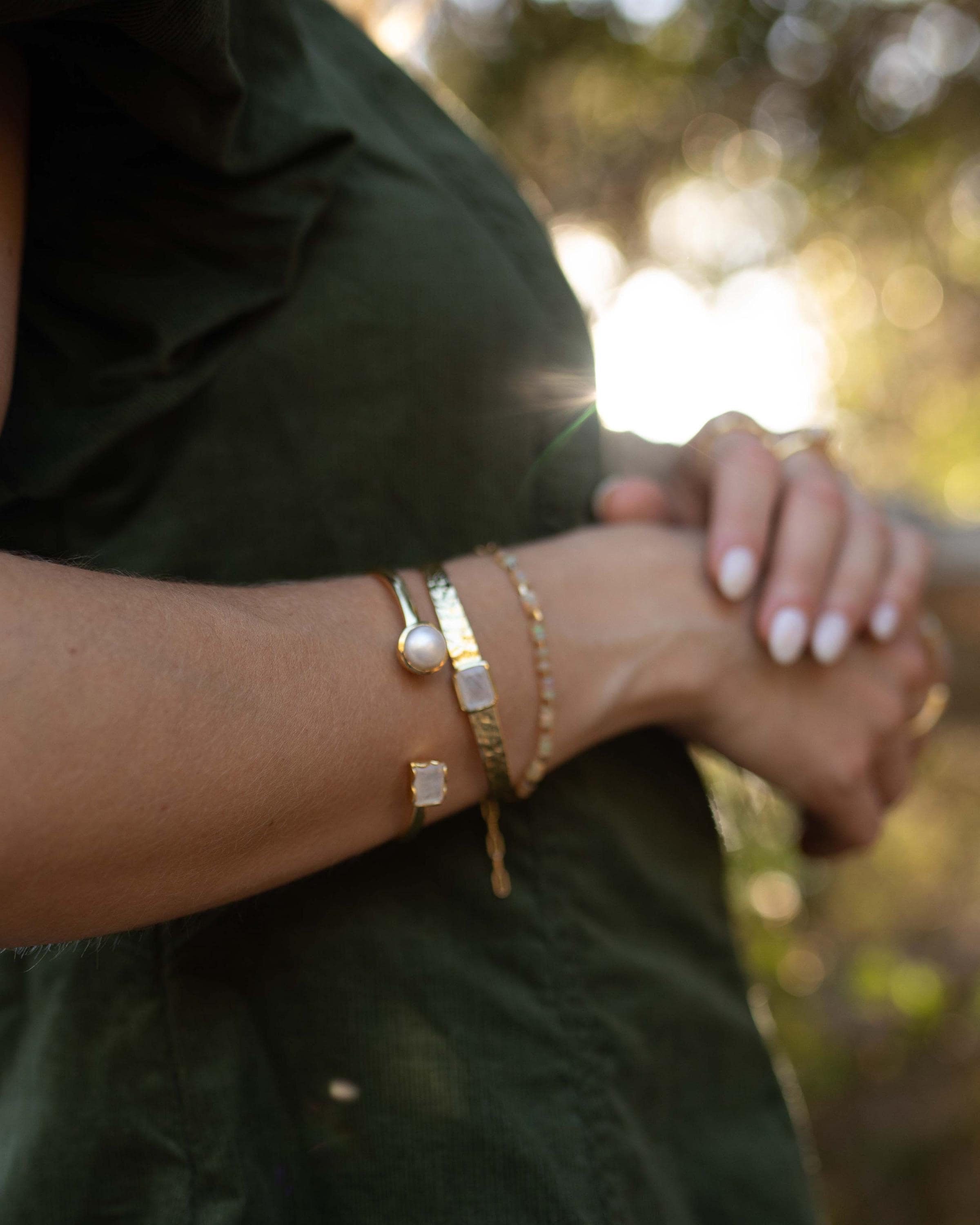 Moonstone Adjustable Bracelet ~ Gold Plated 18k ~ Handmade ~ Hippie ~Bohemian ~Jewelry ~Gemstone ~Body MB083