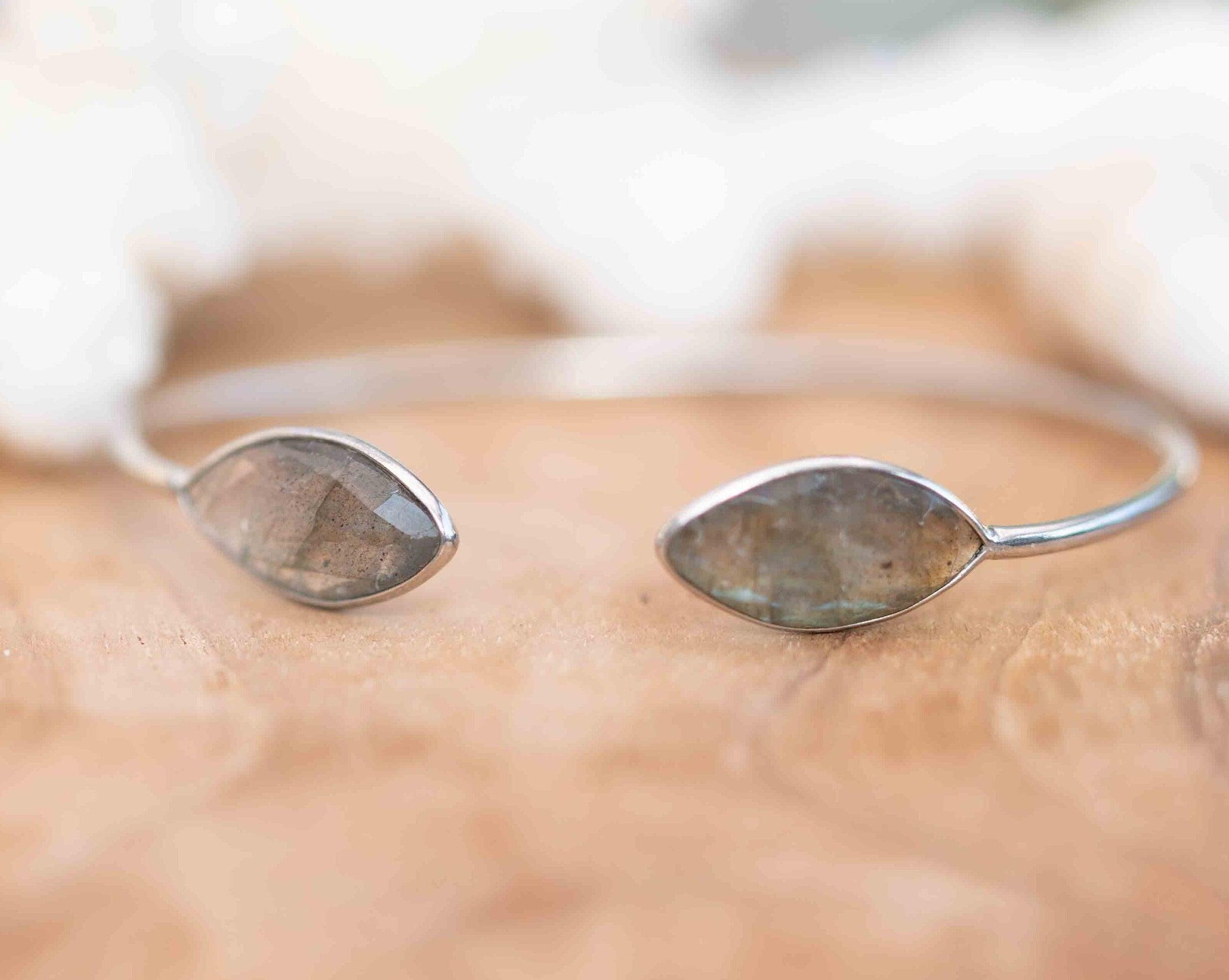 Labradorite Adjustable Bracelet ~ Silver Plated ~ Handmade ~Statement Hippie ~Bohemian ~Jewelry ~Gift For Her ~Gemstone ~Body MB038B