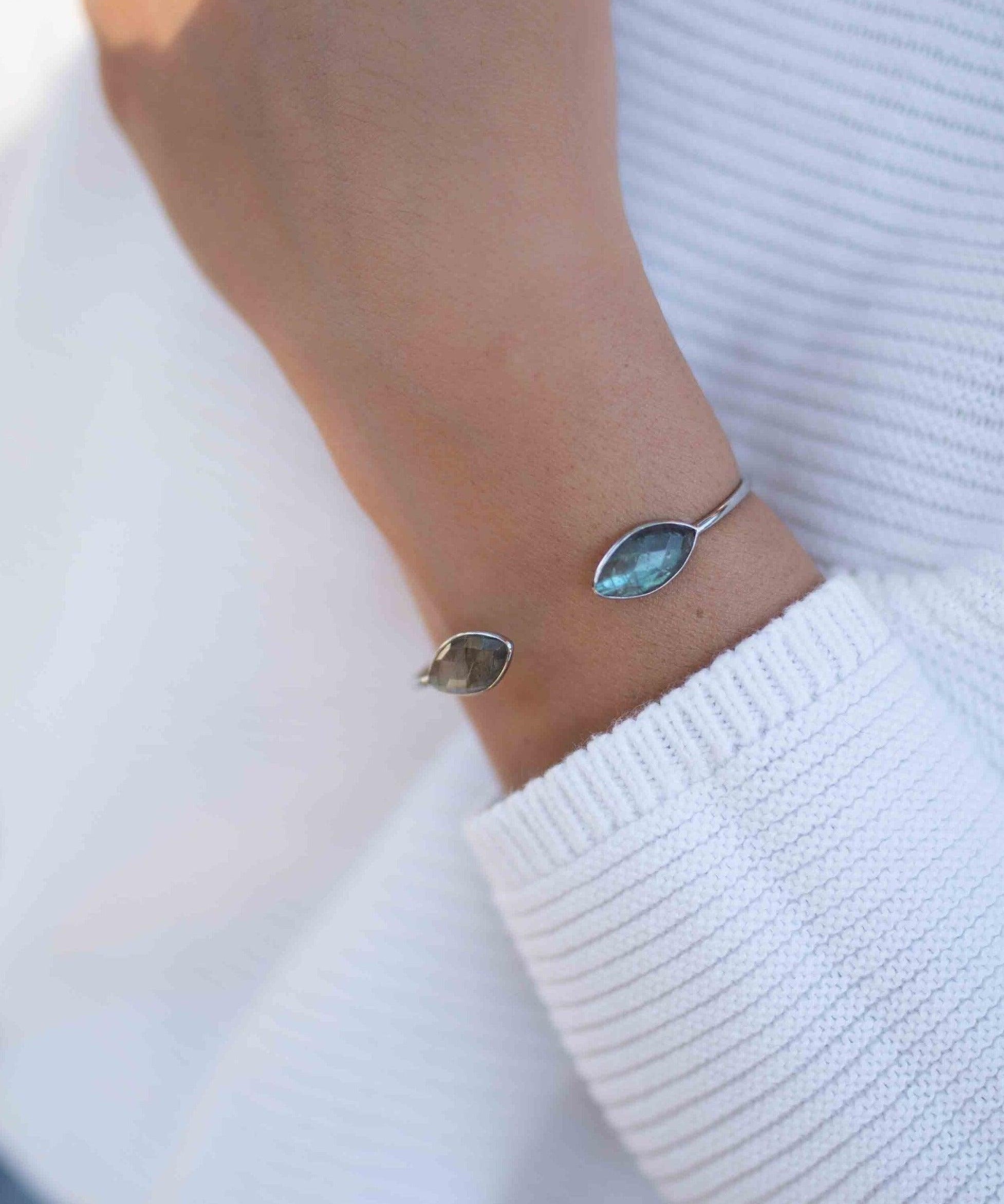 Labradorite Adjustable Bracelet ~ Silver Plated ~ Handmade ~Statement Hippie ~Bohemian ~Jewelry ~Gift For Her ~Gemstone ~Body MB038B