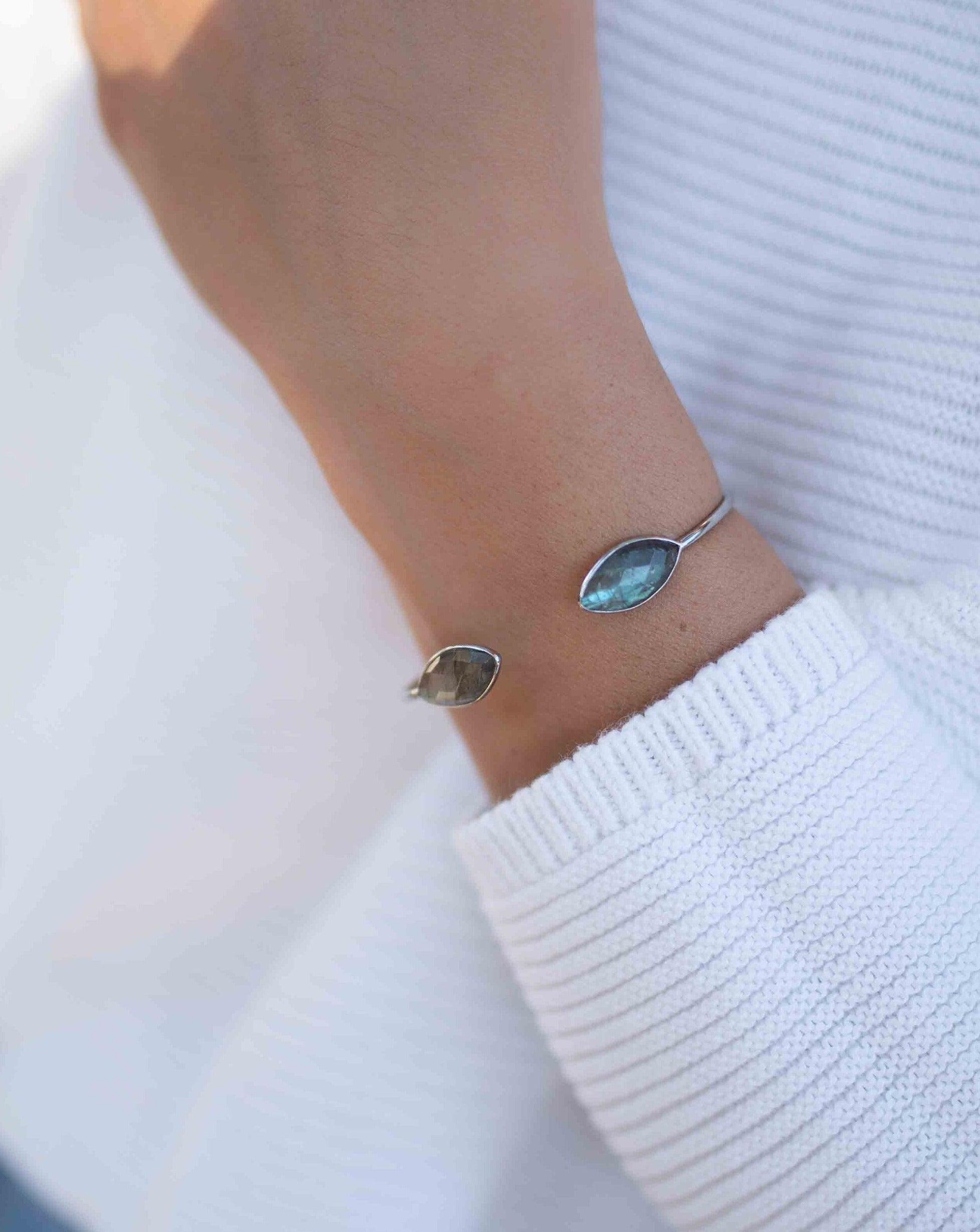 Labradorite Adjustable Bracelet ~ Silver Plated ~ Handmade ~Statement Hippie ~Bohemian ~Jewelry ~Gift For Her ~Gemstone ~Body MB038B