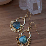 Labradorite 18k Gold Plated Earrings ~ Gemstone ~ Dangle Earrings ~ Boho design~ Handmade ~ Jewelry ~ Gift for her ~ ME186