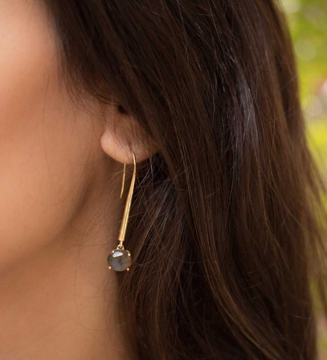 Labradorite Earrings ~18k Gold Plated ~ME078