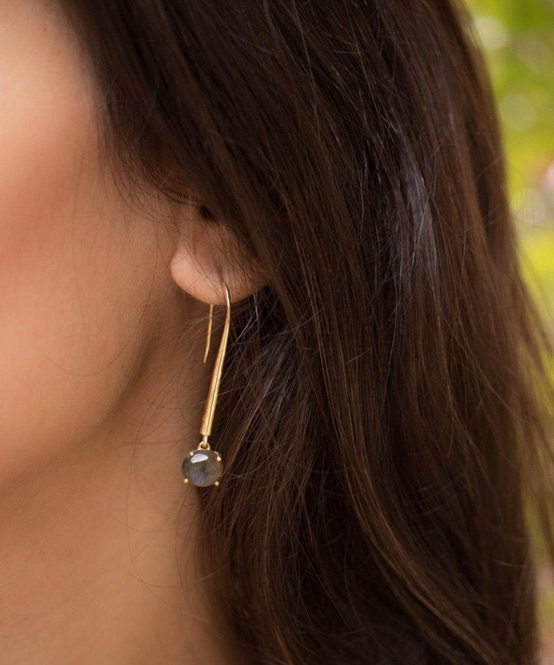 Labradorite Earrings ~18k Gold Plated ~ME078