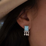 Delicate Larimar Earrings ~ Gemstone ~ Post ~ Stud ~ Sterling Silver 925 or Gold plated over Sterling silver ~ Jewelry ~ ME227