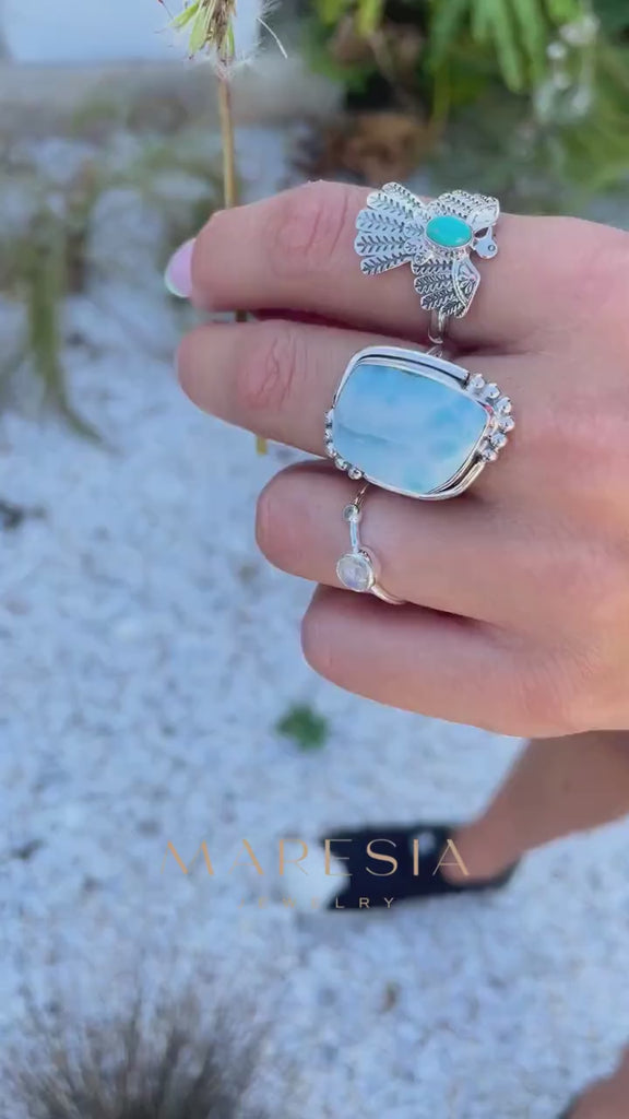 Turquoise Ring ~ Eagle Bird Ring ~ Sterling Silver 925 ~Handmade ~ Statement ~ Bohemian ~Jewelry ~Gift ~Gemstone~December Birthstone~MR337