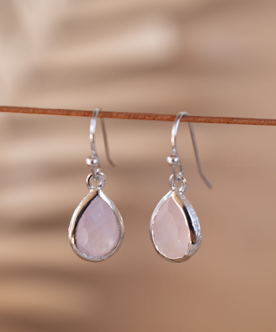 Ariel Earrings ~ Rose Quartz ~ 18k Gold Plated or Silver Plated ~ ME190