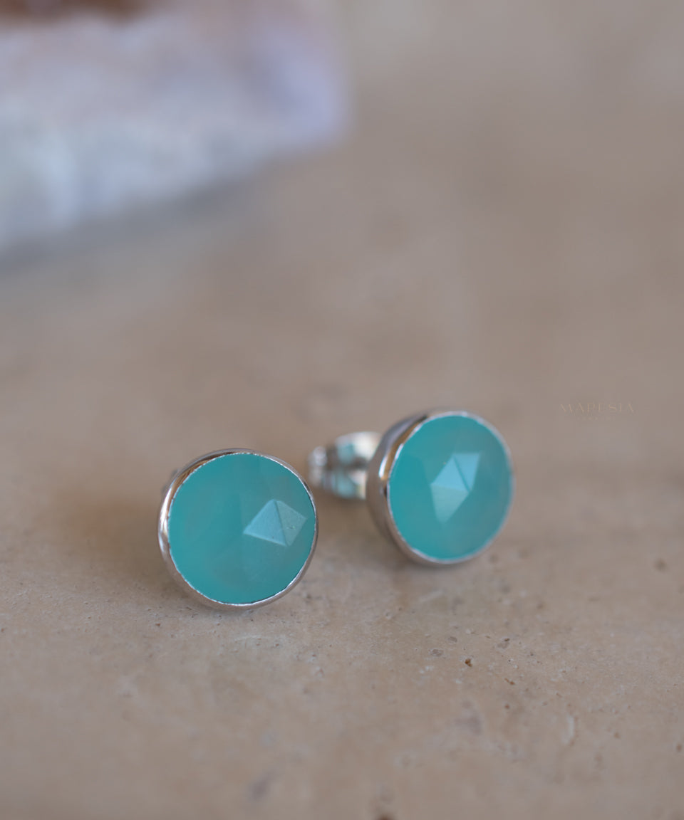 Jamy Earrings ~ Aqua Chalcedony Earrings ~ 18k Gold Plated or Silver Plated~ ME179