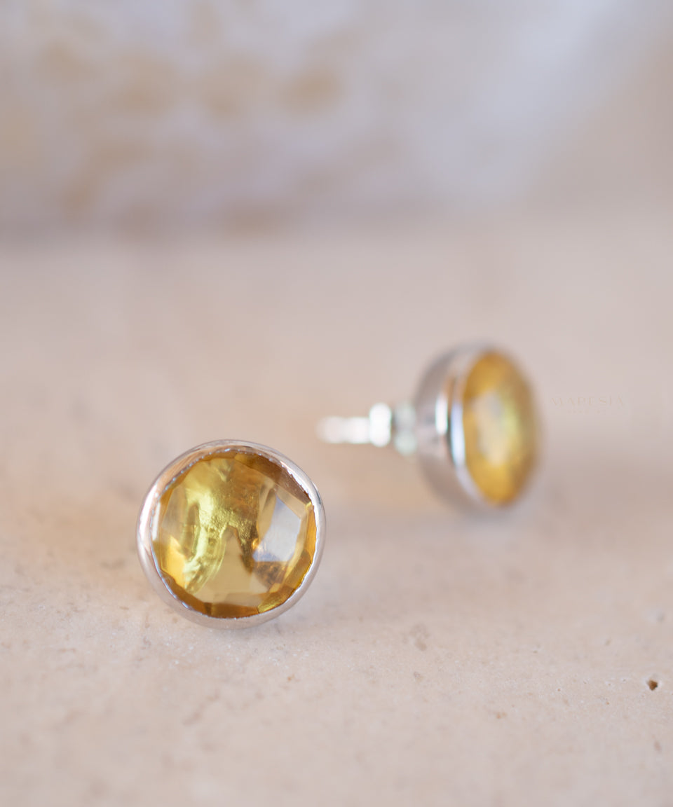 Jamy Earrings ~Yellow Topaz hydro~ 18k Gold Plated or Silver Plated ~ ME180