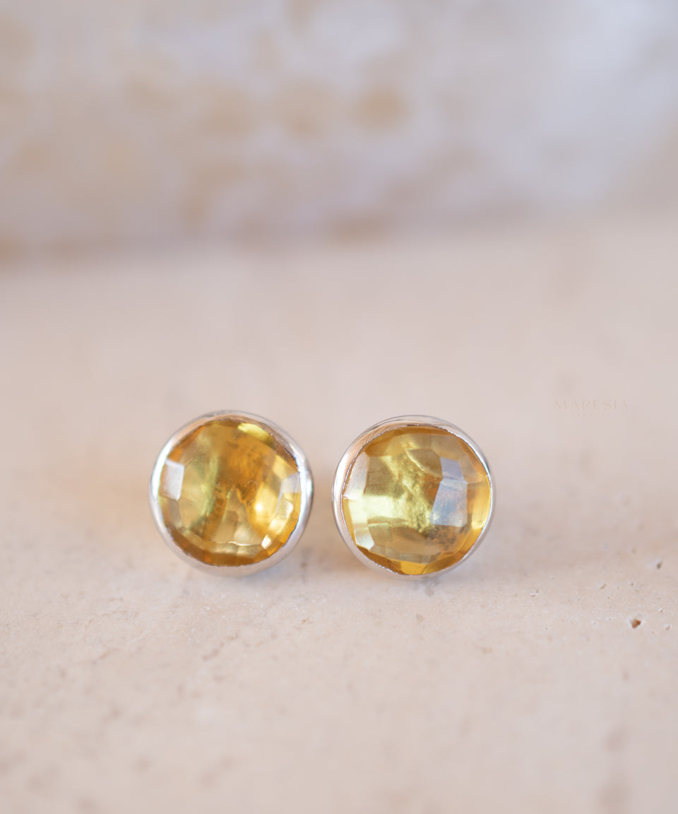Jamy Earrings ~Yellow Topaz hydro~ 18k Gold Plated or Silver Plated ~ ME180