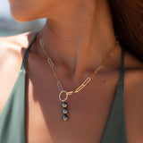 3 Tahitian Pearl necklace ~ Gold Vermeil or Sterling Silver ~ Dainty Gold Necklace ~ Hammered Circle ~Minimalist ~Delicate ~Layered MN063