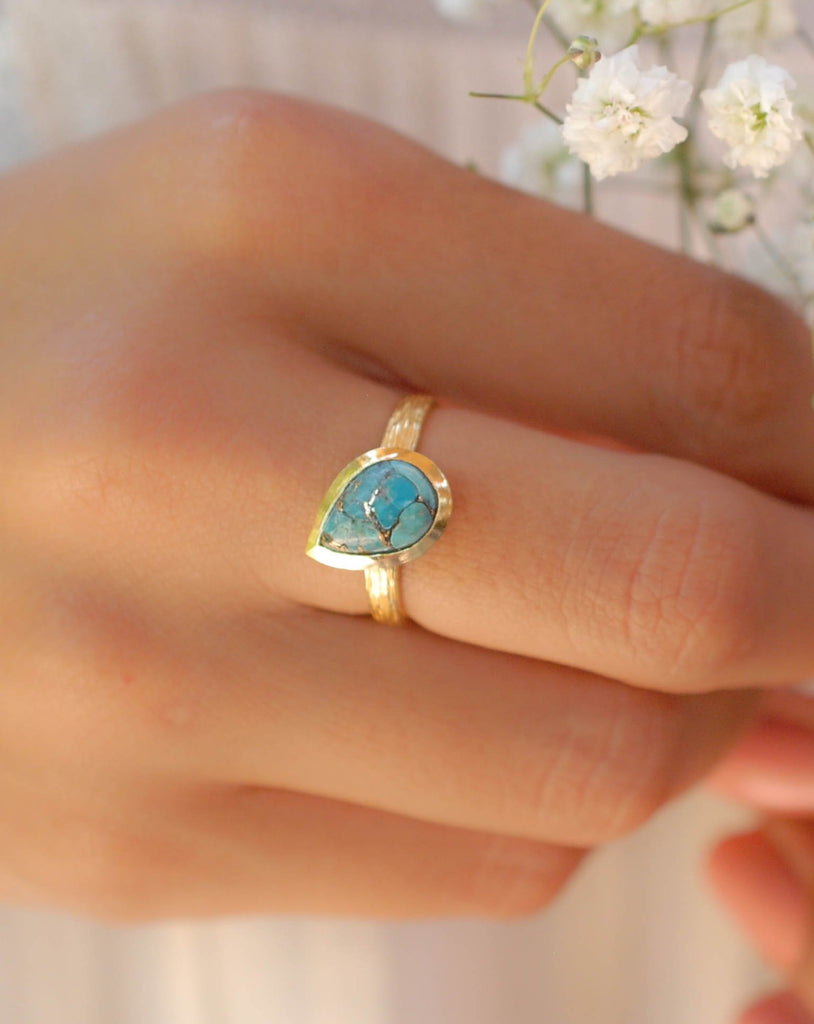 Lica Copper Turquoise Gold Ring ~ 18k Gold Plated ~ SMR128