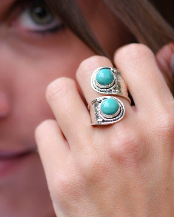 Adjustable Turquoise Ring ~Sterling Silver 925~ SMR140